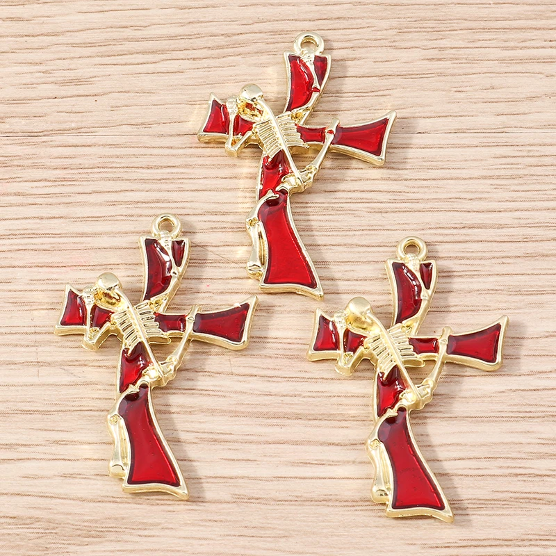 Tusember 4 Stück Legierung Steampunk Jesus Totenkopf Kreuz Anhänger für Ohrringe Halskette Handgemachter Schmuck DIY Zubehör – Detail 5