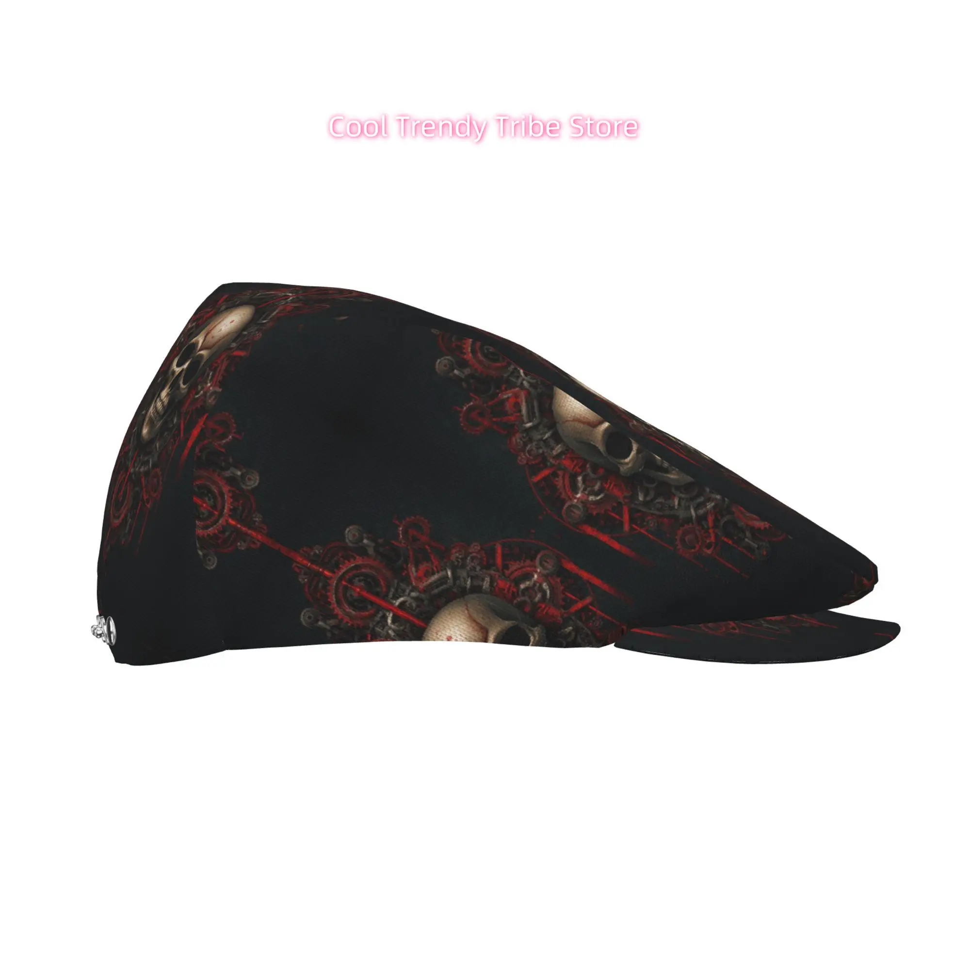 Steampunk Skull with Gears All-over Print Flat-top Hats for Men and Women, Newsboy Caps, Berets, Irish Hats, Driver Caps, Retro