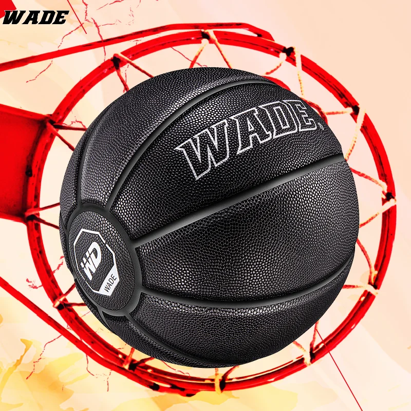 WADE 7# Original Soft PU Leather for Indoor/outdoor High Elasticity Adult Basketball Ball Black Classic Ball