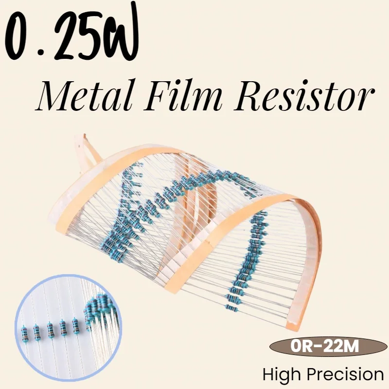 100Pcs 1/4W 1% Metal Film Resistor Kit 0Ω-22M Ohm Assorted Set 0 2.2 10 100 150 220 330 470 1K 2.2K 4.7K 10K 100K 470K 1M 10M image 2