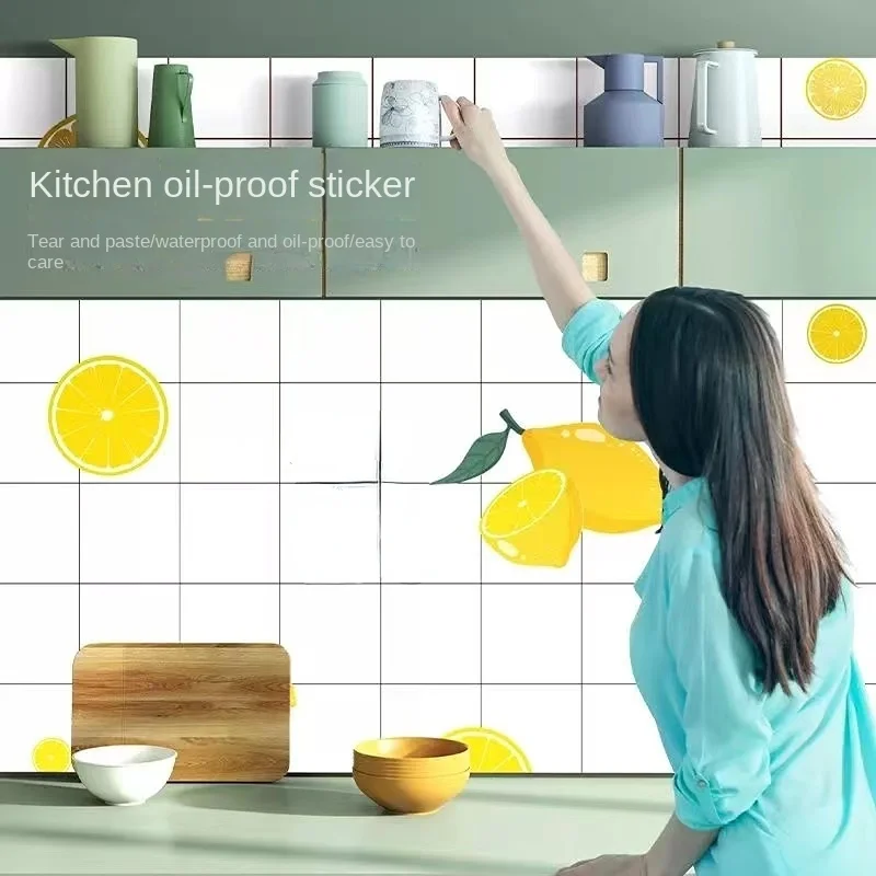 Kitchen Stove Oil-proof Sticker Waterproof High Temperature Resistant Wallpapers Kitchen Decoration Self Adhesive Contact Paper