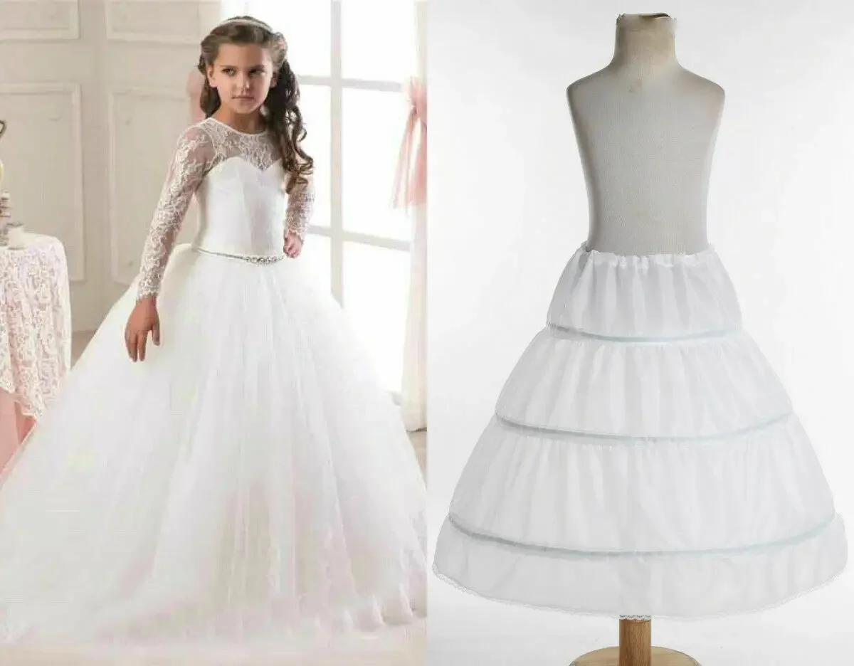 

Romantic New Design A-line 3 Hoops Wedding Flower Girl Underskirt Petticoat Kids Crinoline