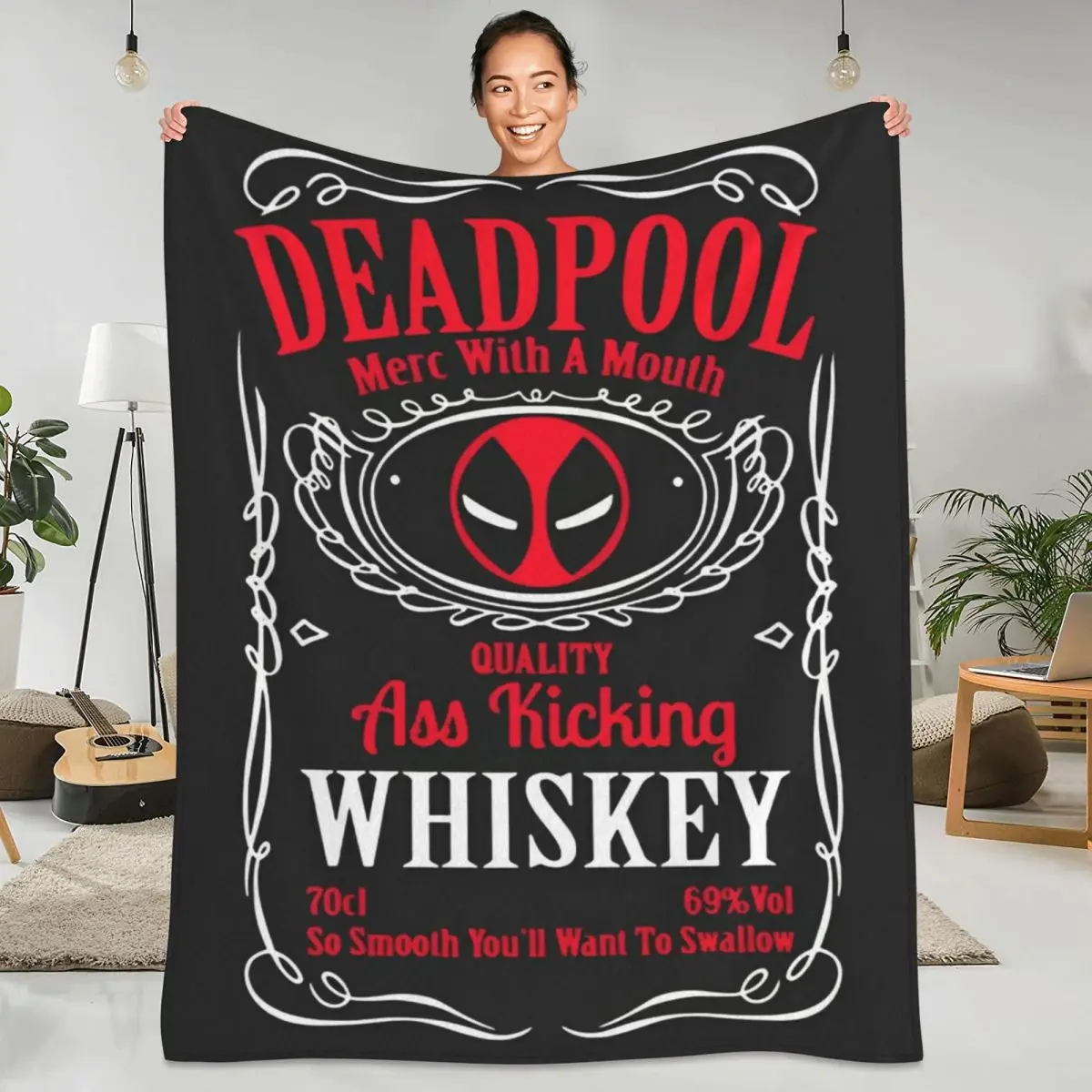 Miniso Cartoon Anime Deadpool Blanket American Film Travel Office Flannel Throw Blanket For Outdoor Warm Soft Bedspread