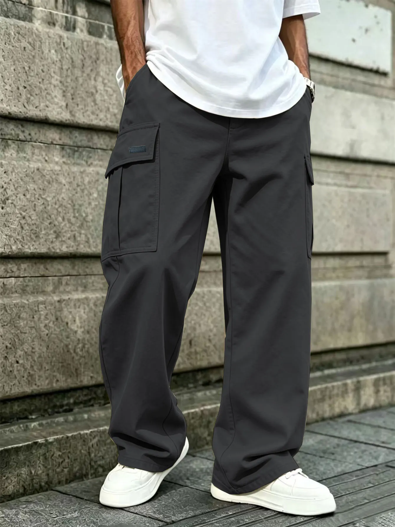 Herren Casual Gerade Geschnittene Arbeitshosen aus Gewebtem Stoff für Frühling & Herbst Modisch Bequem für den Täglichen Gebrauch – Detail 12