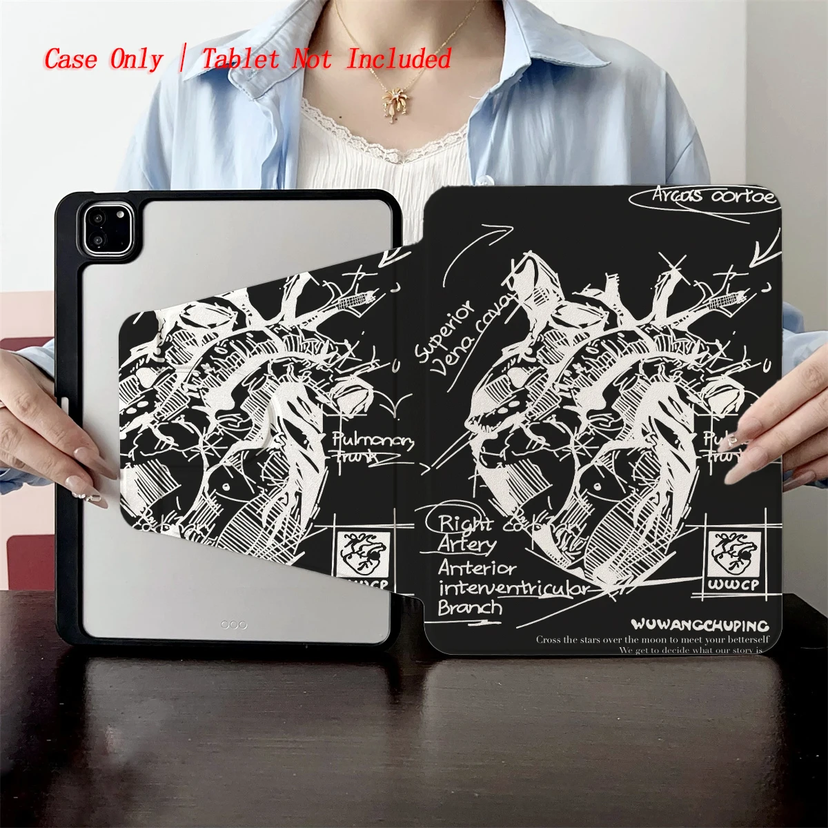 

Острый черно-белый чехол для iPad с рисунком сердца для 11-го поколения/A10 10,9, анти-желтый чехол с автоматическим режимом сна/пробуждения