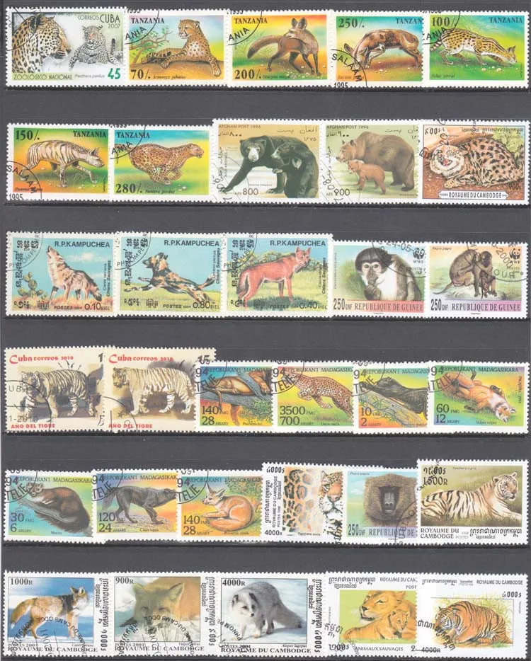 Real Used Stamp Wild Animals 100 All Different All Genuine Worldwide Stamps Non-repeated Foreign Wildlife Collect Postage Stamps