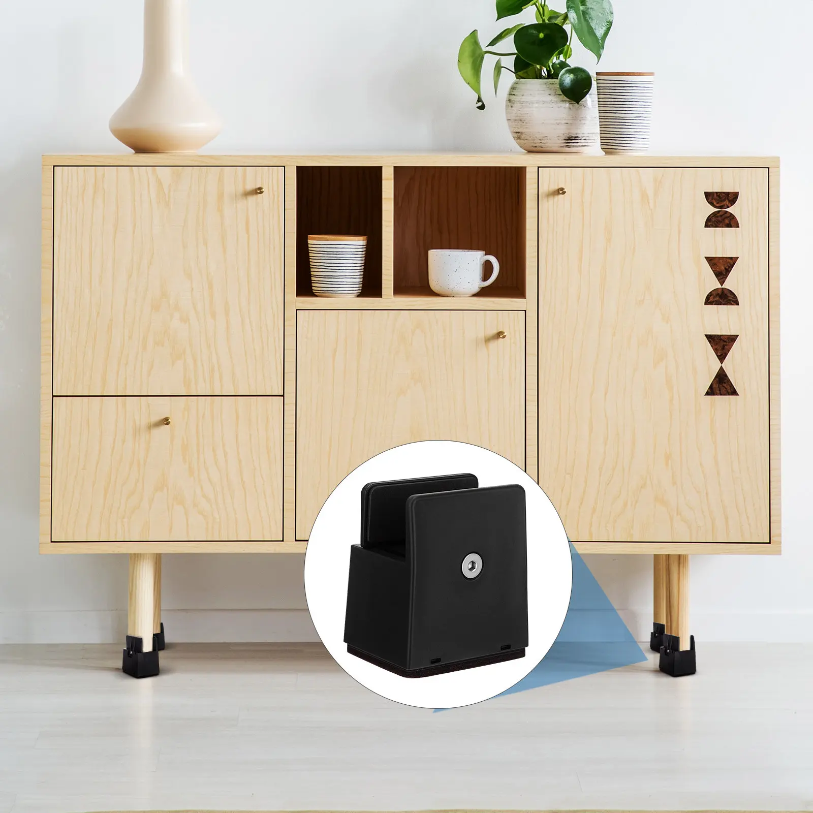 4Pcs Furniture Foot Pads Adjustable Metal Furniture Risers Bed Table Desk Cabinet Couch Height Extenders Anti Slip Floor