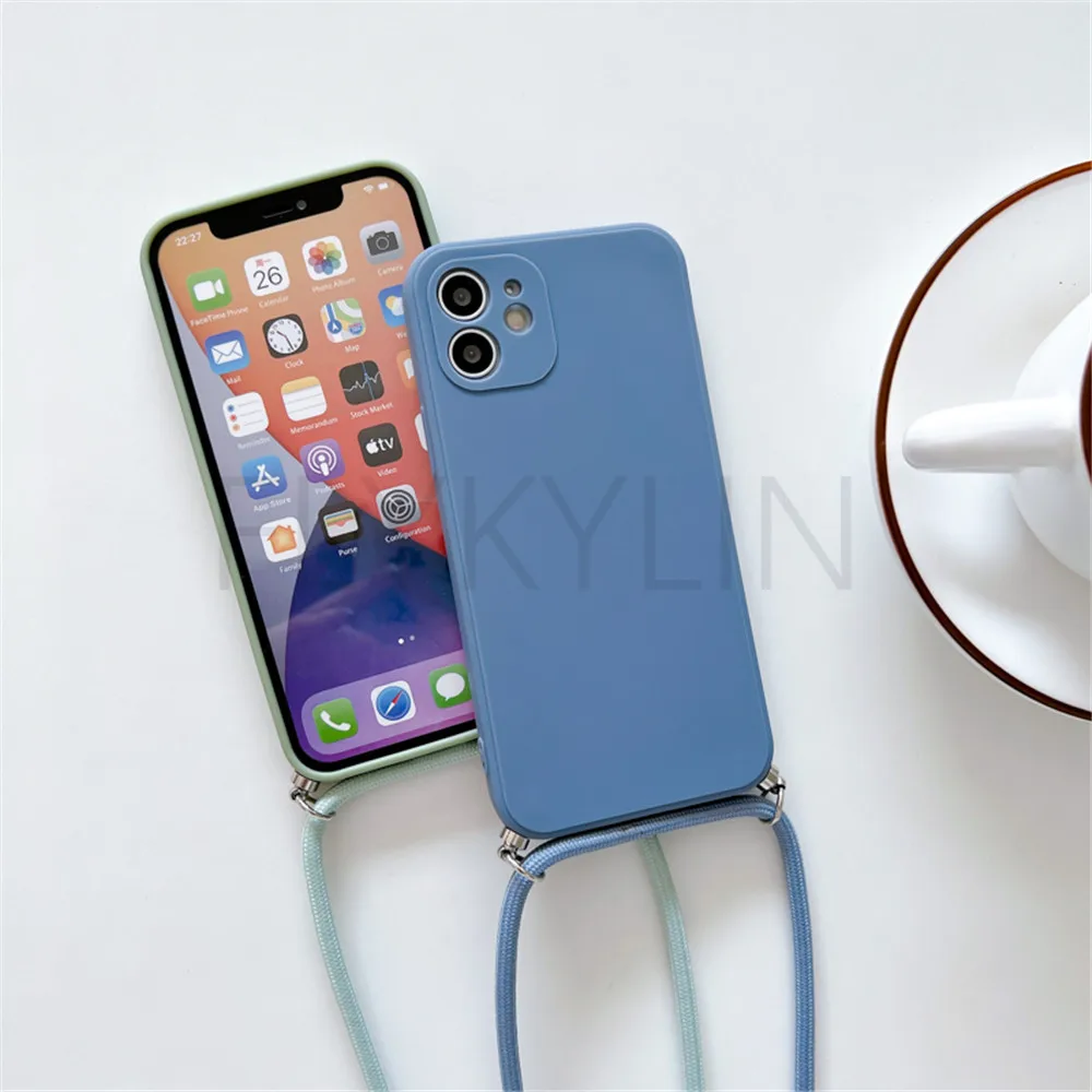 Crossbody Necklace Strap Lanyard Cord Phone Case For Xiaomi 12 Lite 12T 11 Lite 5G NE Redmi Note 11 12 Pro A1 10A 10C Soft Cover
