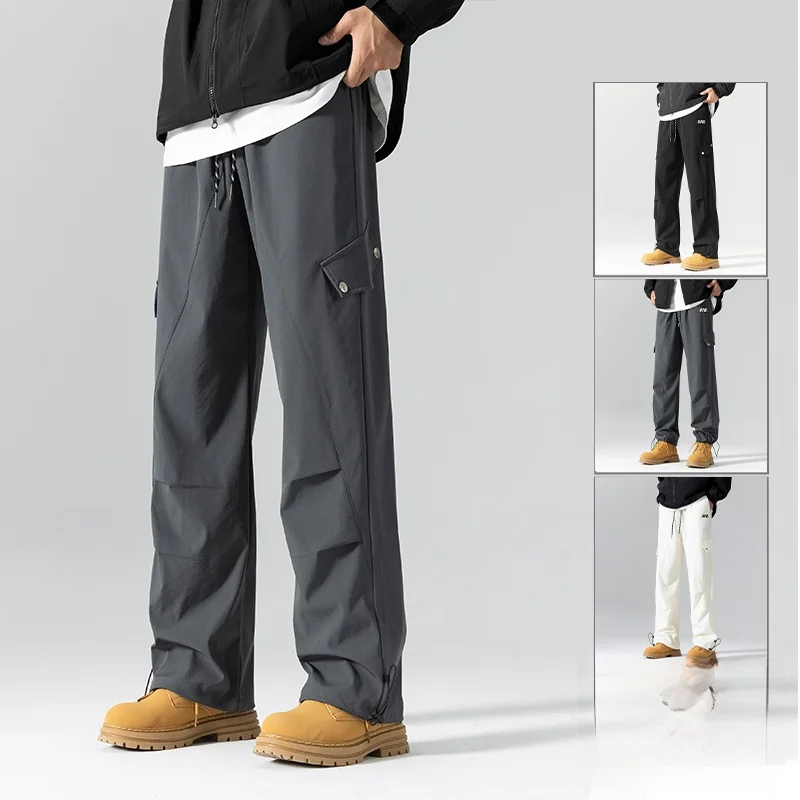 

Мужские повседневные брюки свободного кроя с прямыми штанинами для работы на открытом воздухе, весенне-осенние модные элегантные длинные брюки