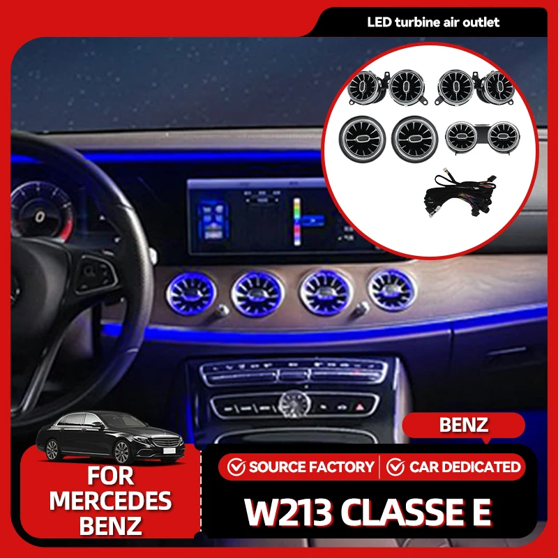 

Внутренние молдинги 64-цветные светодиодные вентиляционные отверстия турбины для Mercedes Benz W213 E-Class Coupe AMG E43 E53 Внутреннее окружающее освещение