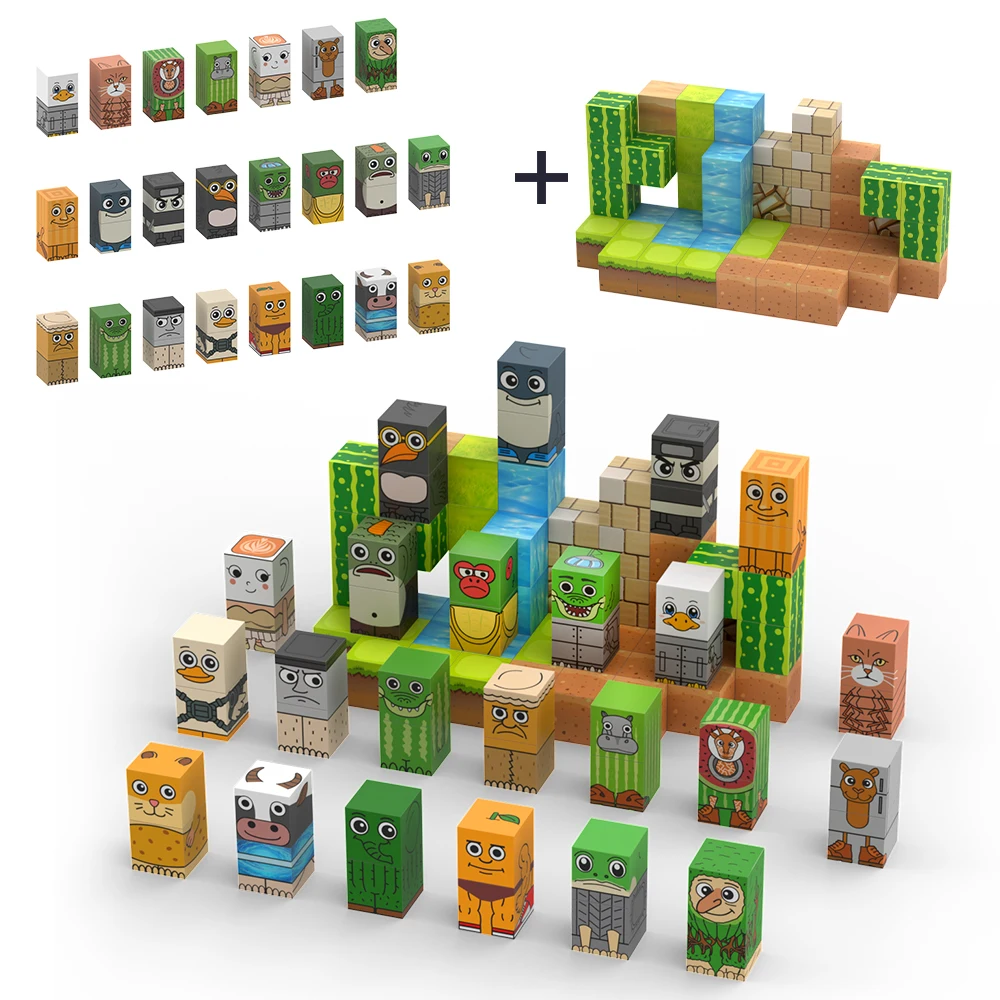 100 pièces blocs magnétiques Tung Tung Sahur blocs de construction magnétiques Tralalero Tralala jouet sensoriel éducatif pour enfant cadeau de noël