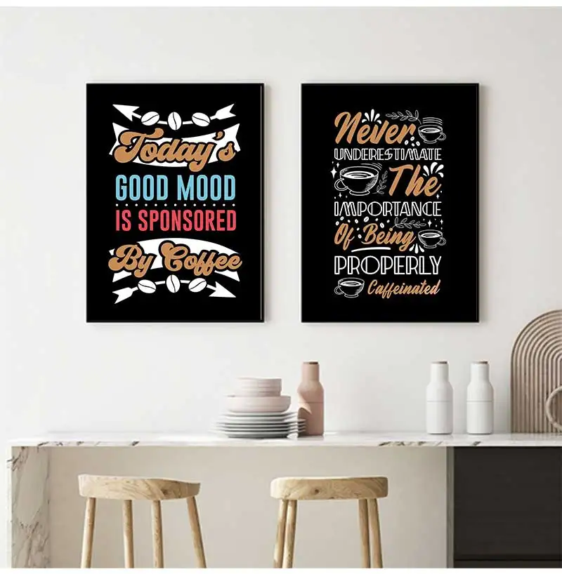 Vintage Inspired Coffee Time Quote Cafe Coffee Shop Art Poster Canvas Painting Wall Prints Picture for Living Room Home Decor