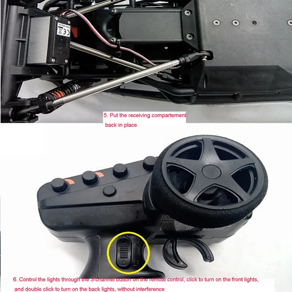 Upgrade zestaw oświetlenia LED przełącznik zdalnego sterowania kanał pasek światła dla Axial RBX10 RYFT zdalnie sterowany samochód gąsienicowy