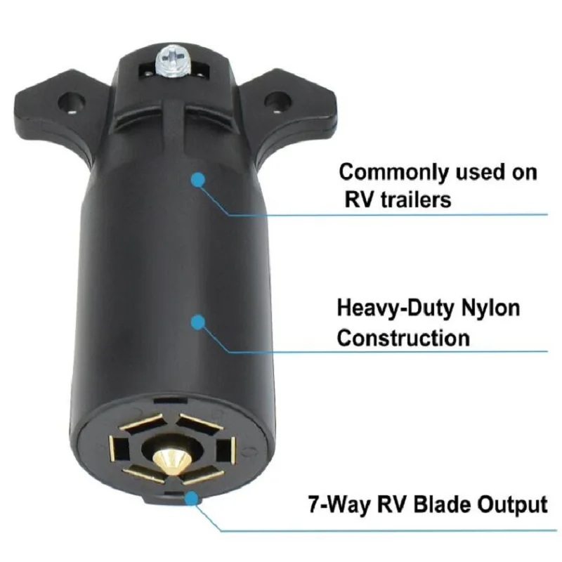 12V 7 Way Trailer End Round RV Style Light Plug Connector Blade Pin Socket American Wiring Adapter Caravan Tow Accessories