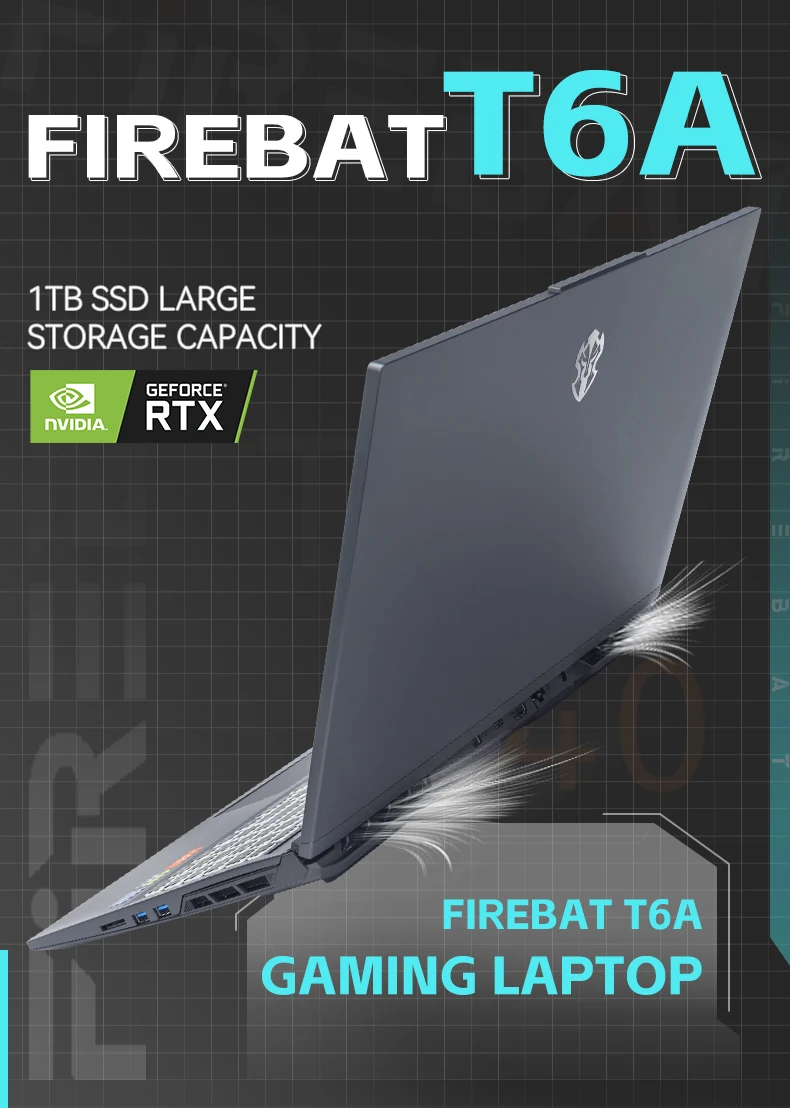 FIREBAT T6A 16 Inch Intel i7-12650H/12800HX RTX 4060/4070 DDR5 165Hz 2.5K Wifi6 BT5.1 Gaming Gamer Notebook Laptop Computer