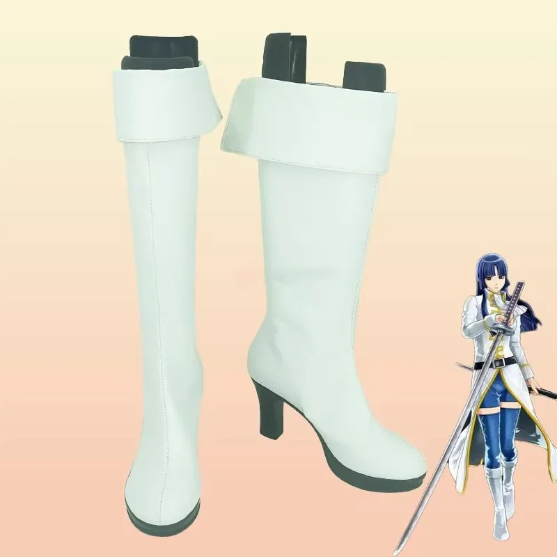 

JP Anime Gintama Silver Soul Imai Nobume Cosplay Costume Shoes White Handmade Faux Leather Boots