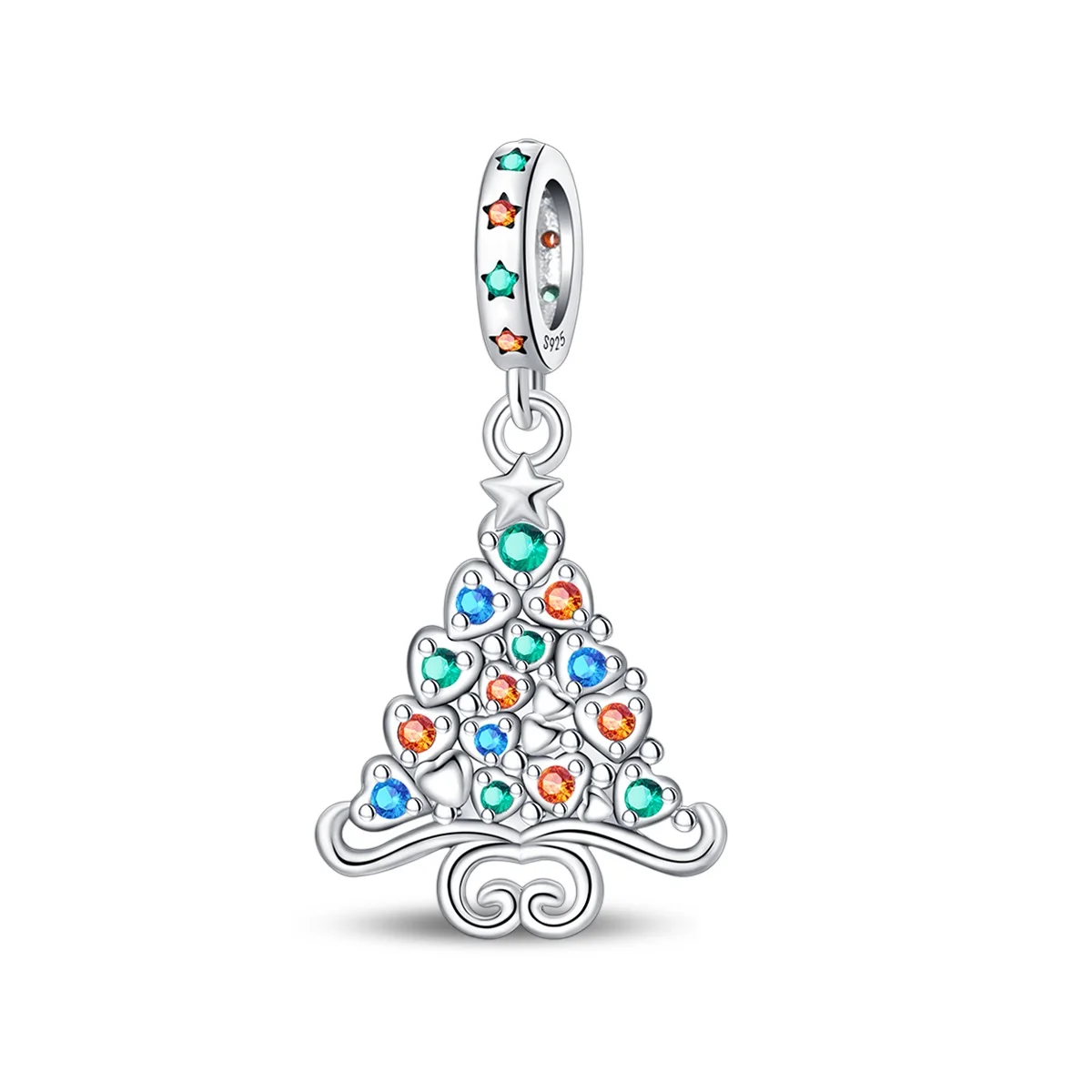 

Sparkling 100% 925 Sterling Silver Christmas Tree Dangle Charm Fits Pandora Bracelet DIY Kids Christmas Necklace Pendant Gift