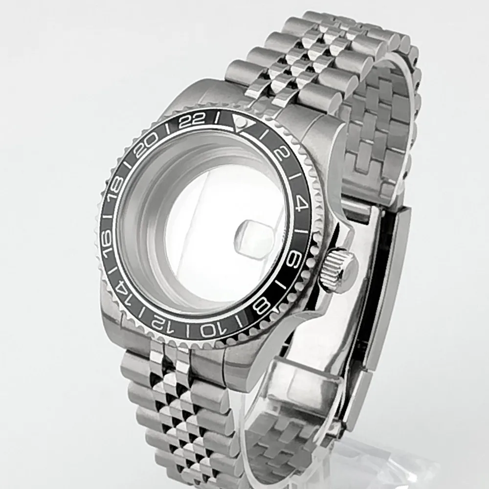 

Корпус механических часов 40,5 мм GMT подходит для механизма NH34, сапфировая линза, коробка для часов из нержавеющей стали, детали для часов, аксессуары