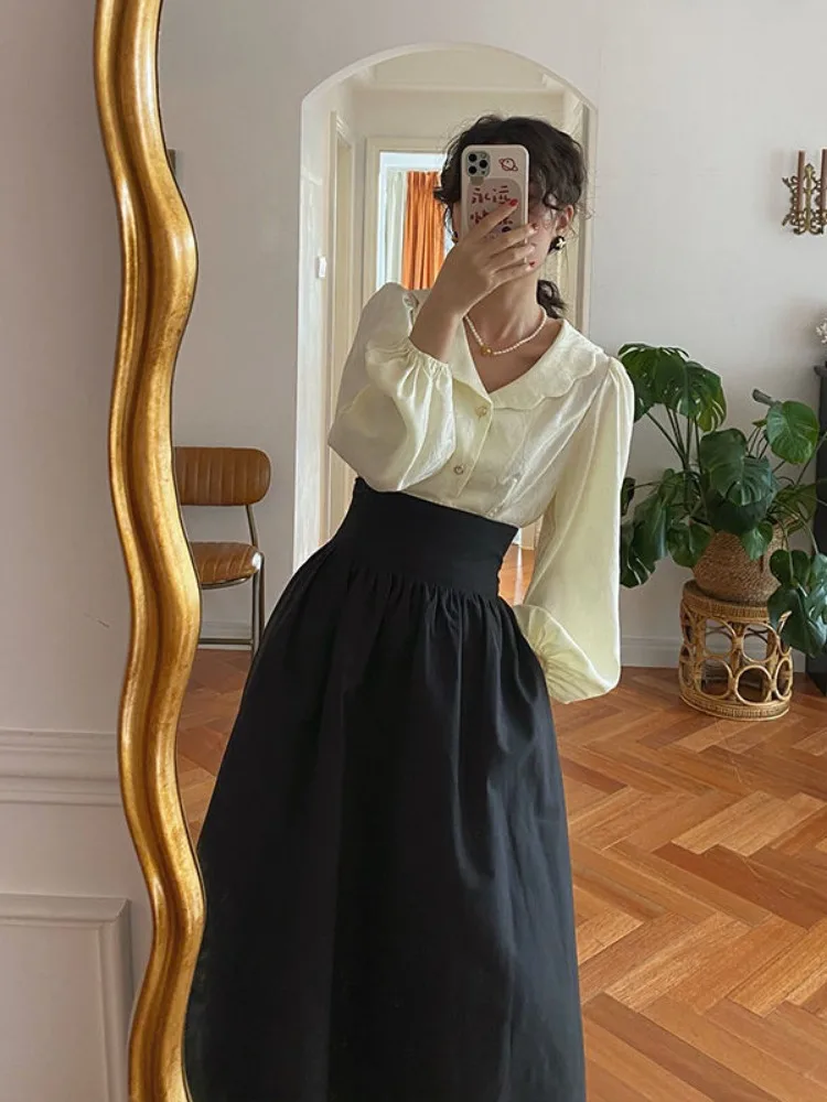 New Long Skirts Women High Waist Y2K Midi  A-line Jupe Preppy Casual Korean Fashion Pleated  2024 Faldas Mujer De Moda