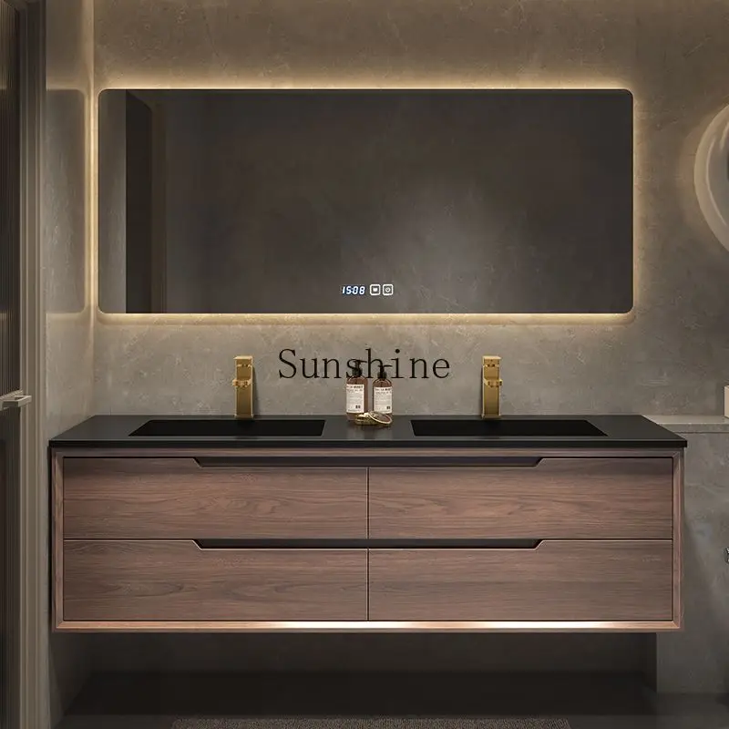 Red Oak Bathroom Cabinet Combination Slate Seamless All-in-One Washbasin