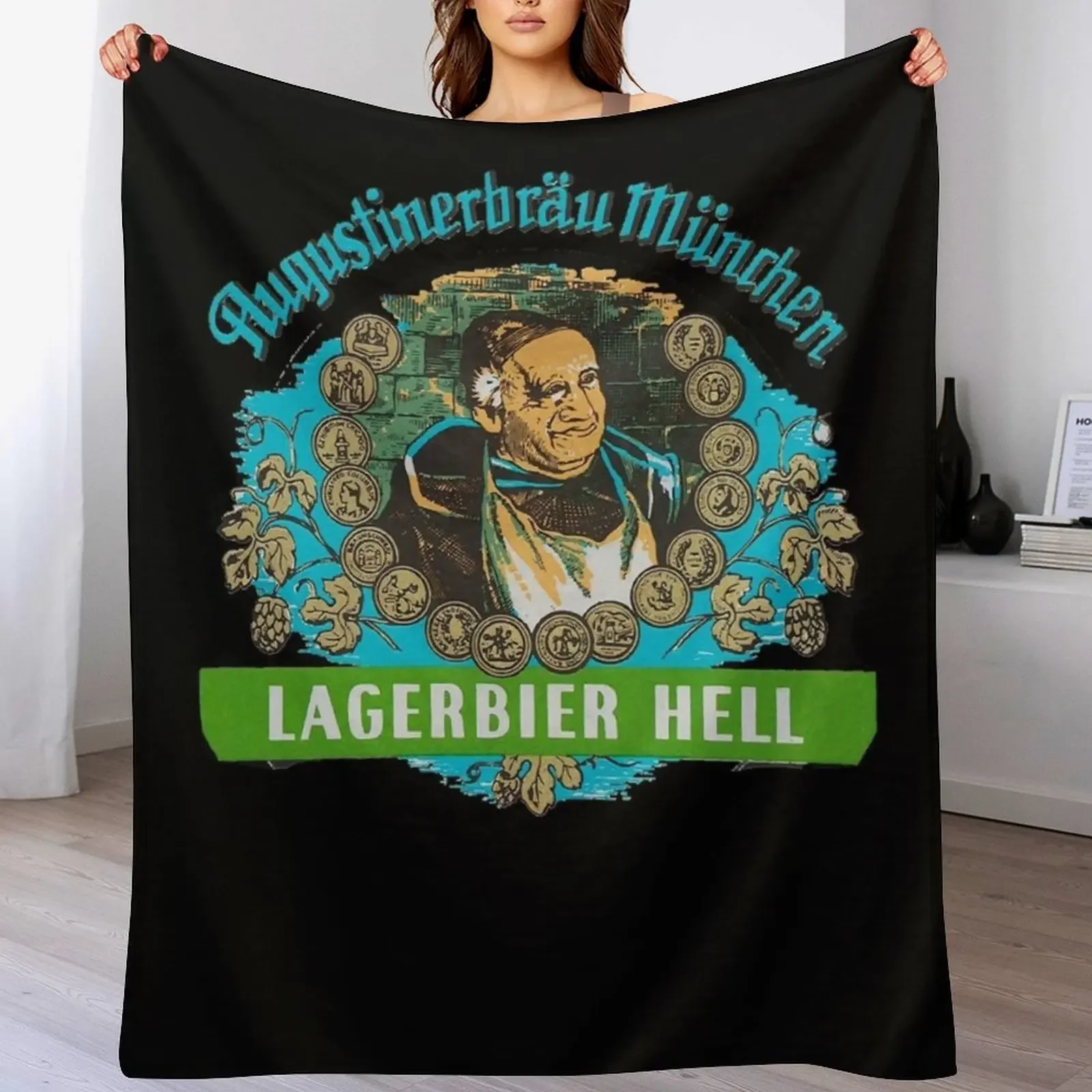 

Augustiner Munich Beer...Lagerbier Hell Classic Throw Blanket Sofas Luxury Brand Retros Blankets