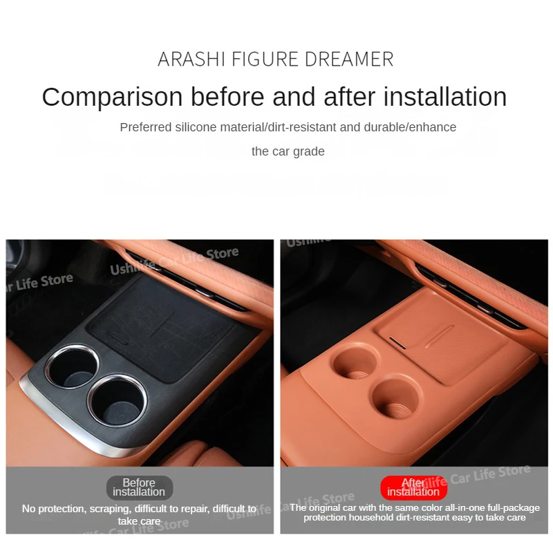For Changan 4th Generation Cs75plus 2025 Car Centre Control Wireless Charging Gear Panel Silicone Non-slip Mat Water Cup Pad