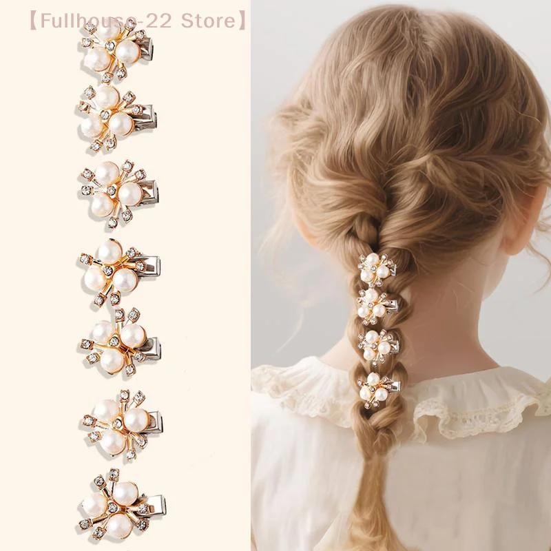 

【MAX-22】10 шт. блестящих заколок для волос в форме цветка с кристаллами и жемчугом, заколки-клипсы со стразами