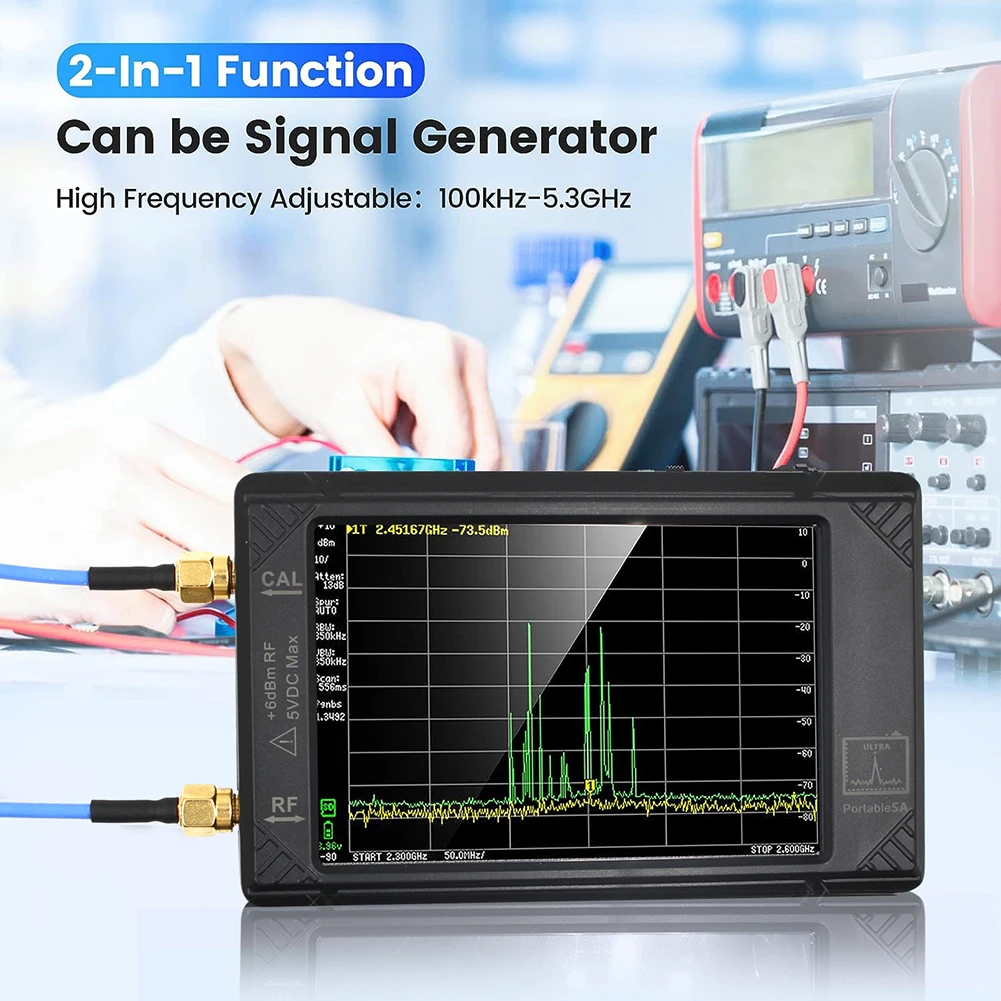 2in1 Originele Kleine Spectrumanalysator 100Khz-5.3Ghz 4Inch Display Frequentie Analyzer Rf Generator 32Gb Kaart Met 3000 Mah Batterij