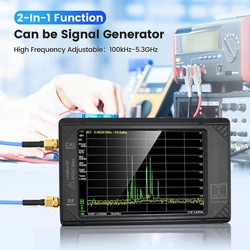 2in1 Original Tiny Spectrum Analyzer 100KHZ-5.3GHZ 4inch Display Frequency Analyzer RF Generator 32GB Card with 3000 mAh Battery