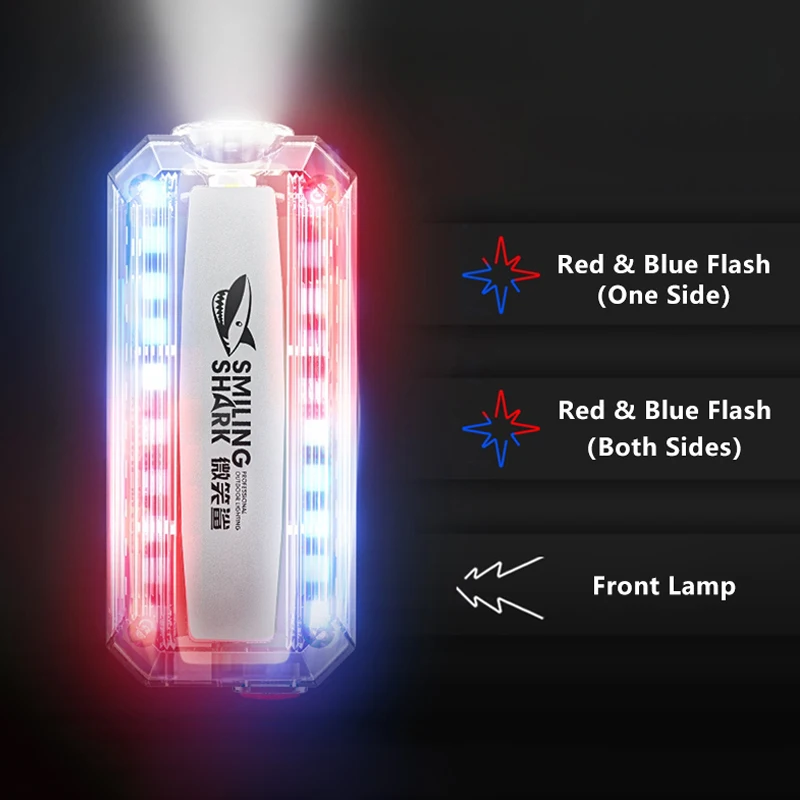 Smiling Shark JD007 Red Blue Strobe Light Police Light Warning Lights USB Rechargeable Flashlight Shoulder Clip Lamps Outdoor