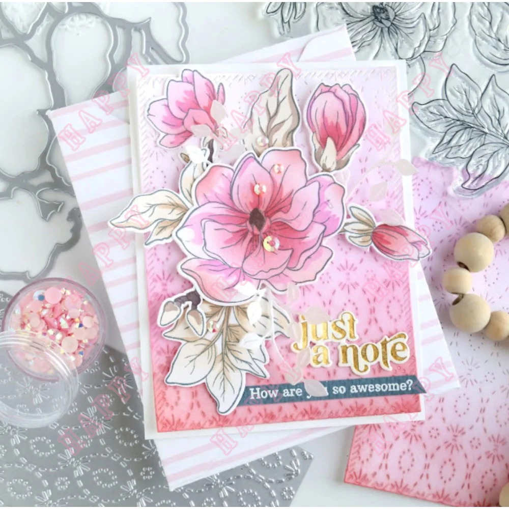 New Spring Flora Daisies Magnolias Cutting Dies Stamps Stencil Scrapbook Diary Diy Paper Decoration Coloring Embossing Handmade