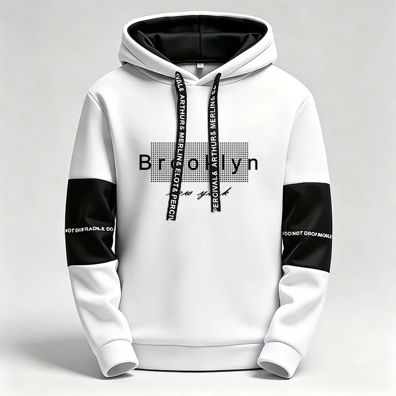 Moletons Masculinos 2026: Novidade Primavera/Outono com Estampa Casual, Blusões Esportivos para Corrida e Atividades ao Ar Livre, Roupas Masculinas Ve