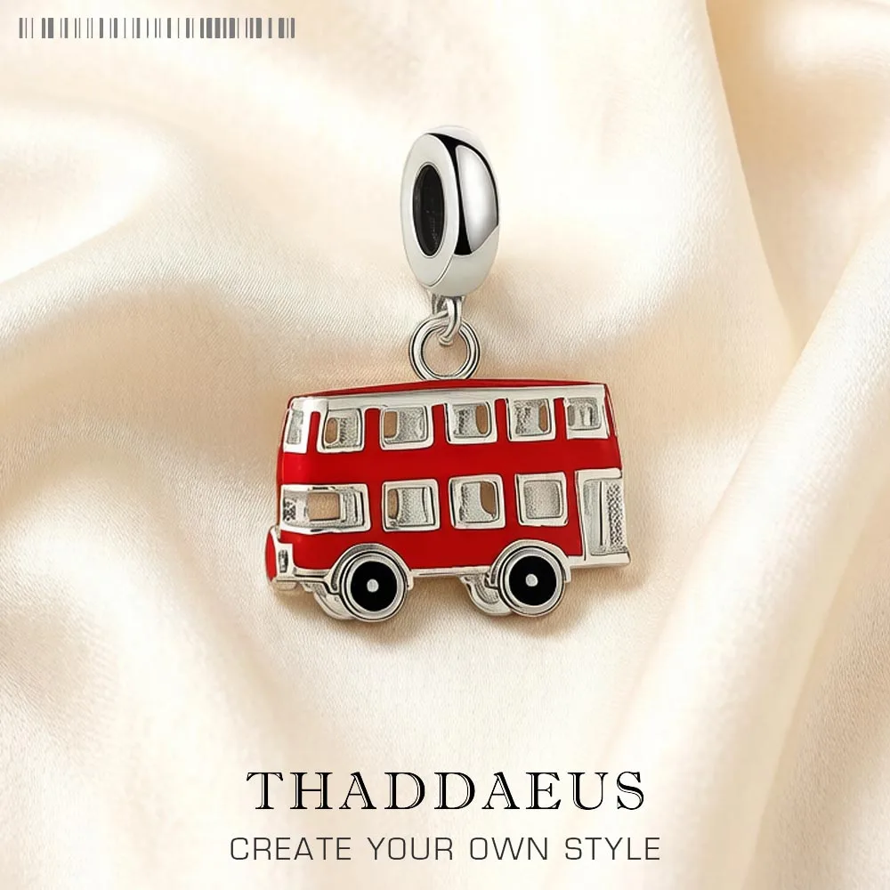 Red London Bus Charm 925 Sterling Silver Pendant