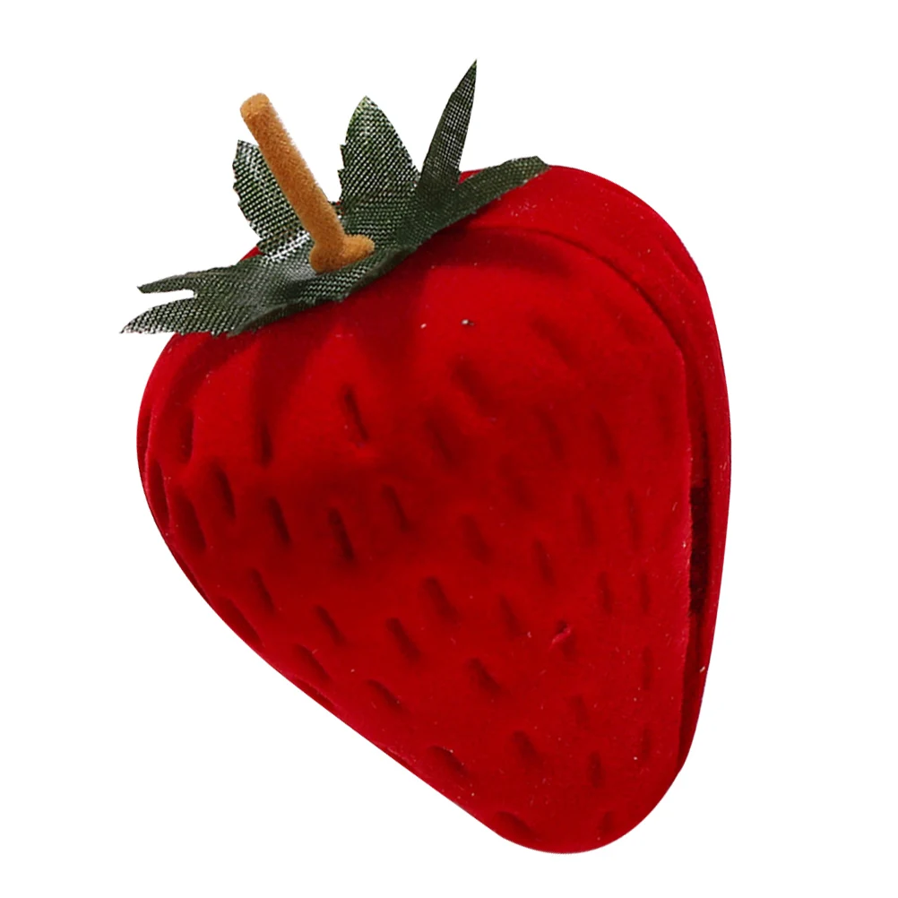 

1pc Strawberry Shaped Jewelry Storage Box Premium Ring Holder Necklace Case Portable Organizer Red For Women Engagement Wedding