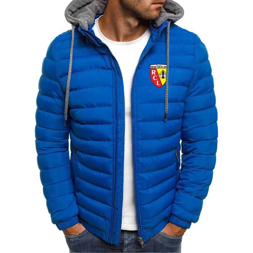 2024  Winter New Men\'s Coat Warm and Comfortable Zipper Hooded Fashion Print Outdoor Sports Simple Atmospheric Street cool