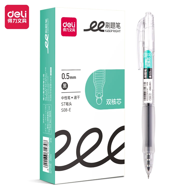Deli 4pcs 0.5mm Black Ink Quick-drying Gel Pen School Student Supplies Office Supplies Signing Pen Office Pen Stationery