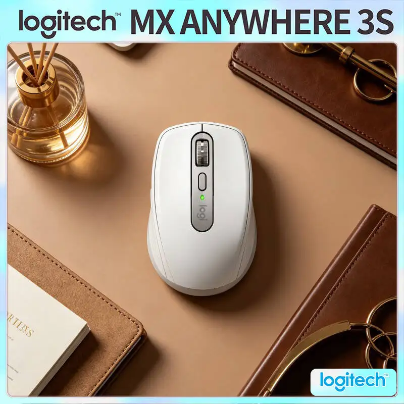 Top-Tier Logitech MX Anywhere 3S - 8K DPI Darkfield, Hyper-Scroll, Silent Click, 3-Device Sync for Campus Office Use