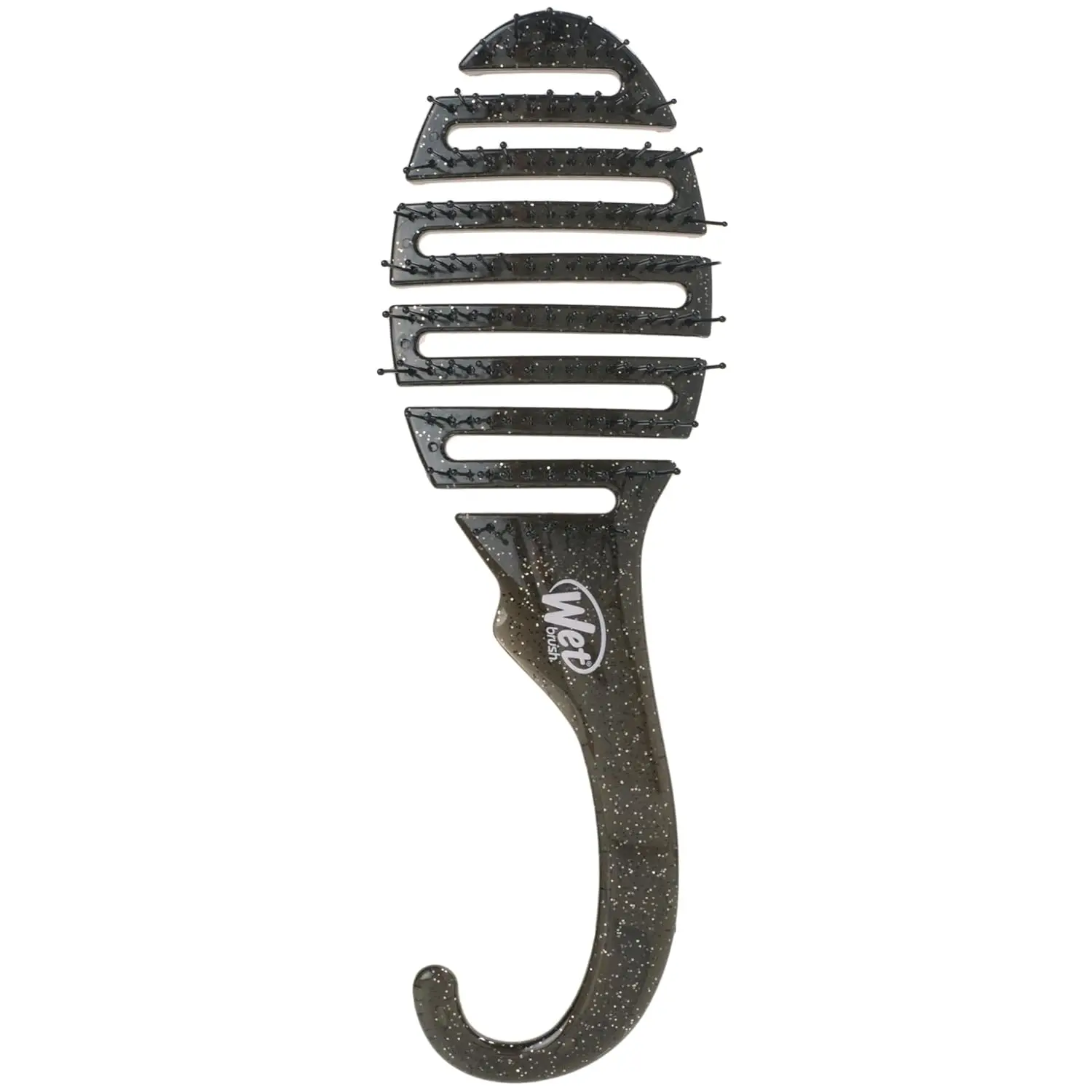 

Shower Hair Brush Detangler - Ultra-Soft IntelliFlex Bristles - Minimizes Pain & Split Ends - Wet & Dry Hair - Black Glitter