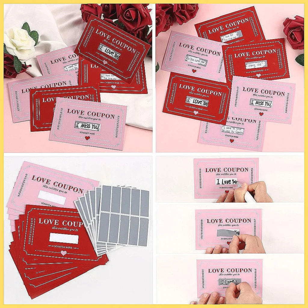 10Pcs/20Pcs Scratch-Off Love Coupons, Romantic Valentine's Day & Anniversary Creative Gift for Couples