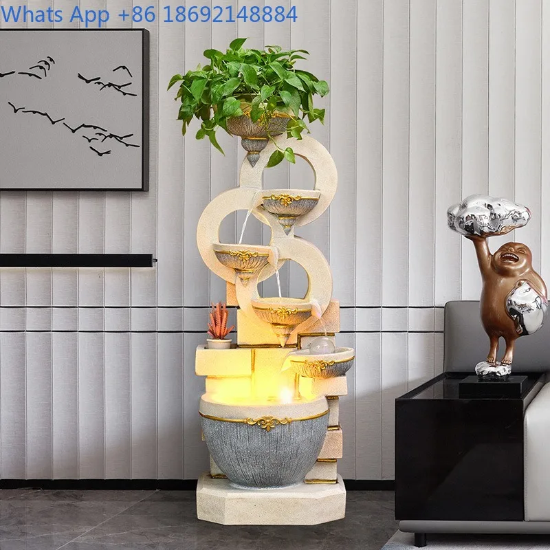 Living Room European Style Floor Decoration Flowing Water Fountain Wealth-Attracting Ornament Circulating Water Housewarming