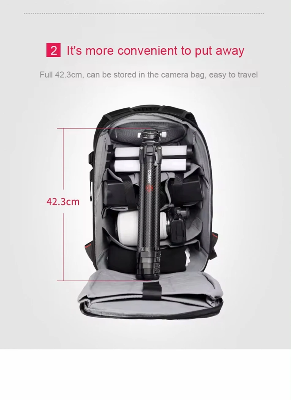 COMAN Zero Y Leichtes Reisestativ aus Vollcarbon Professionelles Outdoor-Stativ mit Arca Swiss Schnellwechsel-Kugelkopf – Detail 6