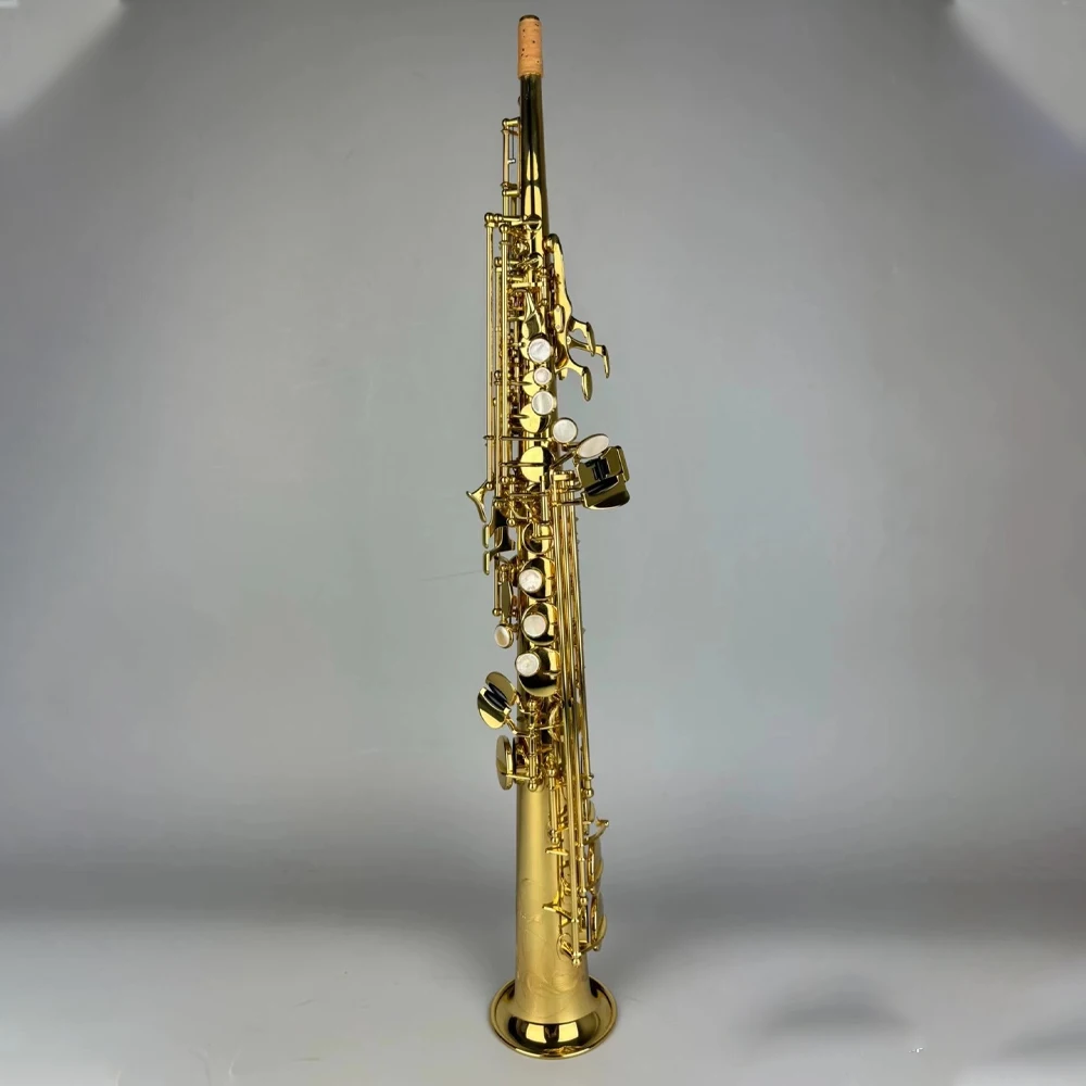 Classic SW01 Soprano Straight Pipe Saxophone flat B lacquered gold brass Sax Soprano jazz instrument with accessories