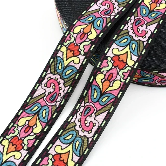 5 Meter 38 mm bedrucktes Nylongewebe Boho Taschengurt Band Handtaschengriff Ledergürtel Schrägband DIY Nähmaterial Zubehör