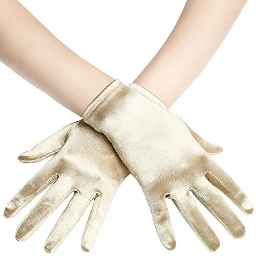 Elegant Satin Short Gloves for Women