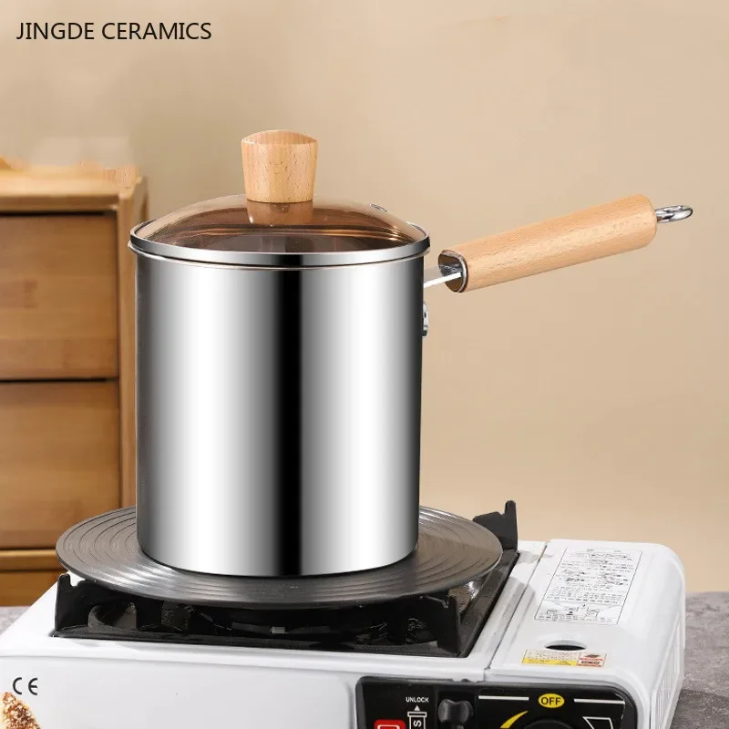 304 Stainless Steel Home Oil Fryer with Strainer Induction Cooker Gas Range Universal Thick Oil Fryer Kitchen Accessories