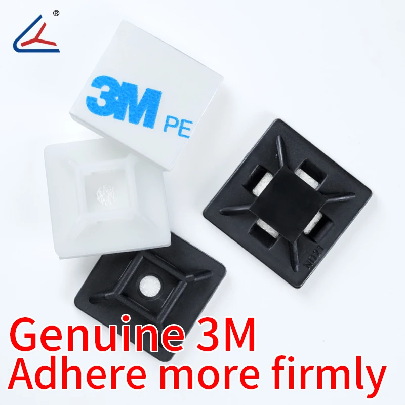 ND 20/50/100PCS  Cable Tie Mounts Self Adhesive with Screw Hole Zip Wire Tie Mounting Base Holder