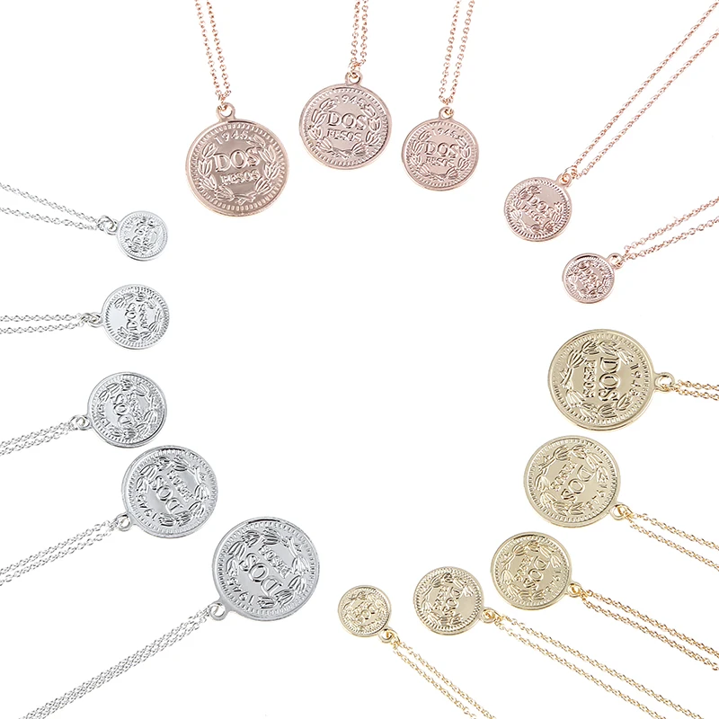Fashion Metal Jewelry Quality Simple Retro British Queen Beauty Head Sided Coin Rose Gold Necklace Pendant Women's Daily Gift image 5