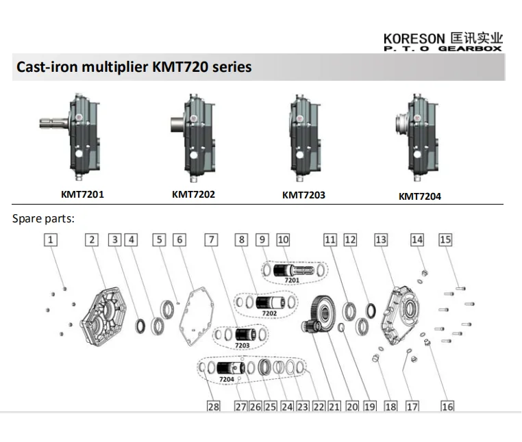 Cast-iron Multiplier  KMT720 Series Gearbox for Machinery Repair Shops Farms