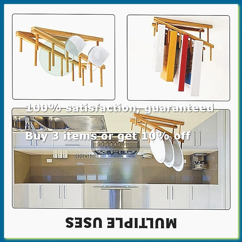 ●2 PCS Wooden Dish Rack Bamboo Plate Rack Stand Pot Lid Holder, Dish Drying Rack Kitchen Cabinet Organizer for Dish Plate