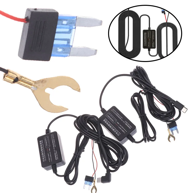 12-24V To 5V 2.5A Parking Monitoring Car DVR Dashcam Camera Hardwire Kit With Low Voltage Protection Type-C USB Port